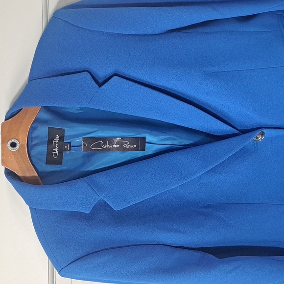 NWT Chelsea Rose Lagoon Blue Vibrant Chic Tailored Structured Blazer Jacket - Picture 3 of 12